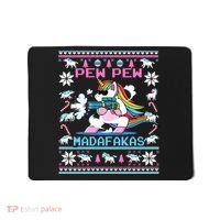 Unicorn Pew Pew Madafakas Ugly Christmas Sweater Mousepad thumb 0
