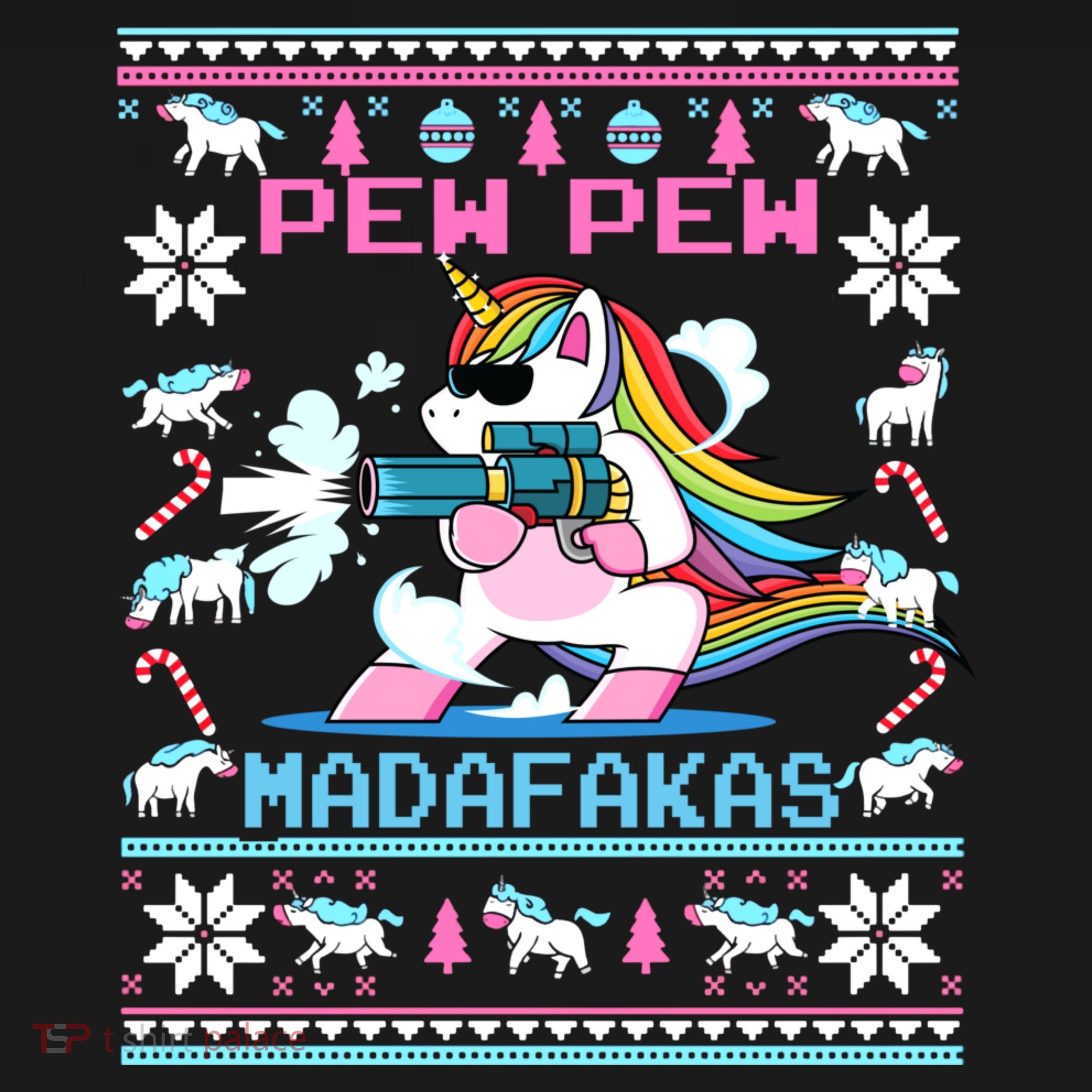 Unicorn Pew Pew Madafakas Ugly Christmas Sweater Mousepad