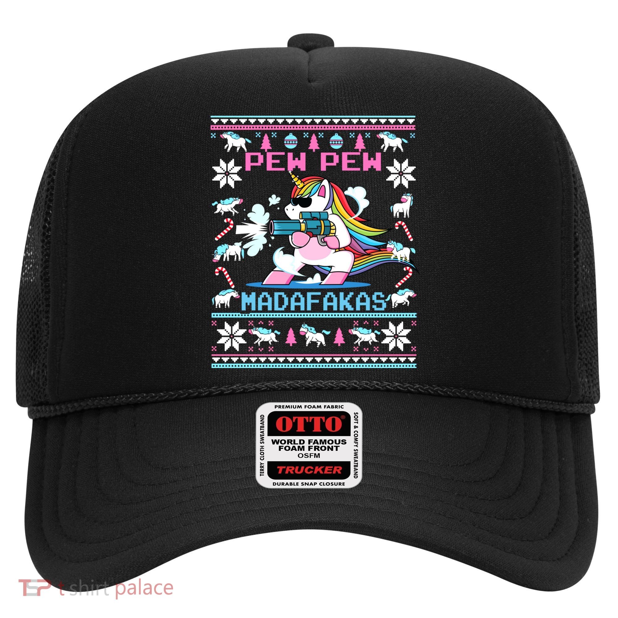 Unicorn Pew Pew Madafakas Ugly Christmas Sweater Hat