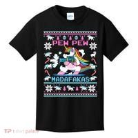 Unicorn Pew Pew Madafakas Ugly Christmas Sweater Kids T-Shirt thumb 0