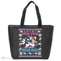 Unicorn Pew Pew Madafakas Ugly Christmas Sweater Tote Bag thumb 0