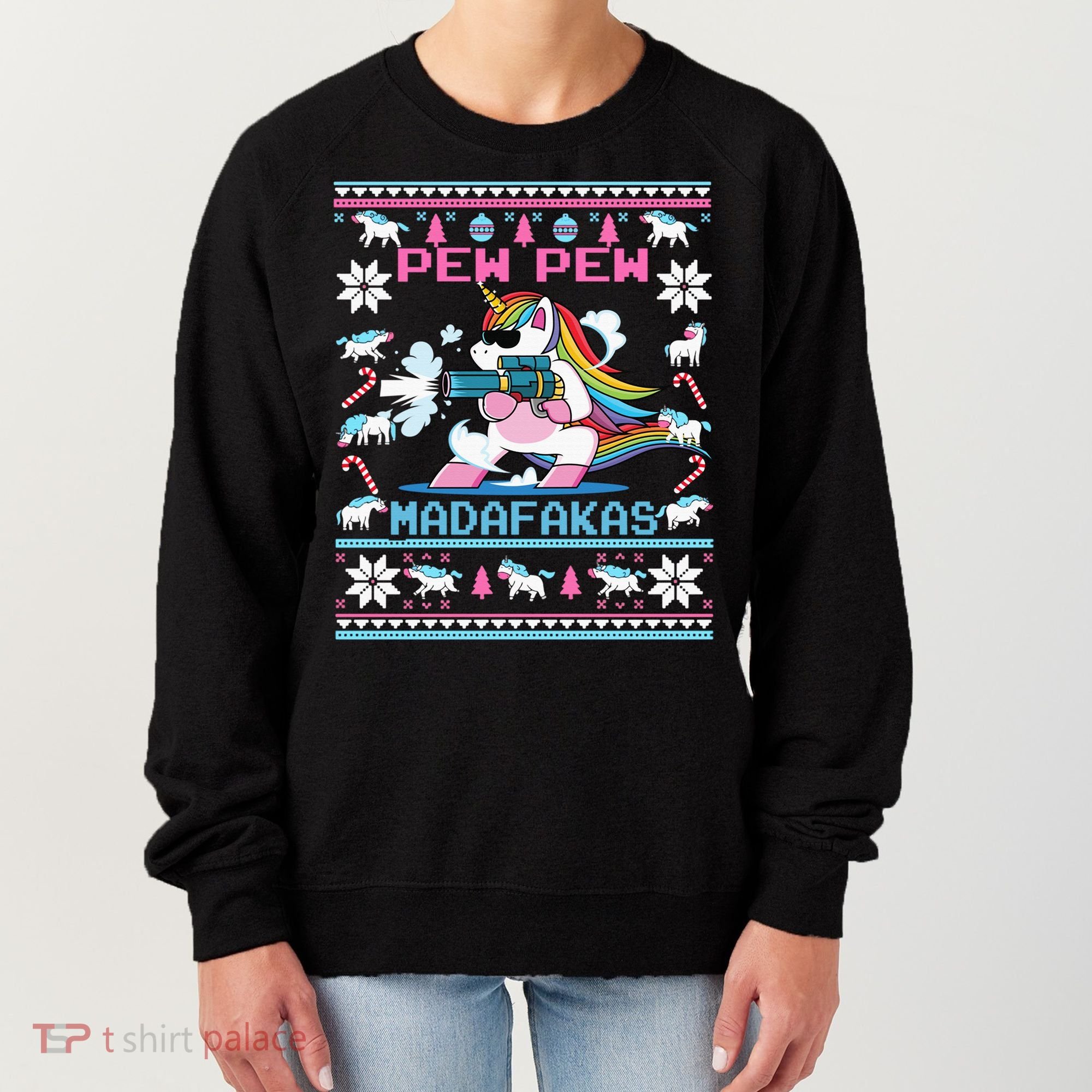 Unicorn Pew Pew Madafakas Ugly Christmas Sweater Women's Sweatshirt