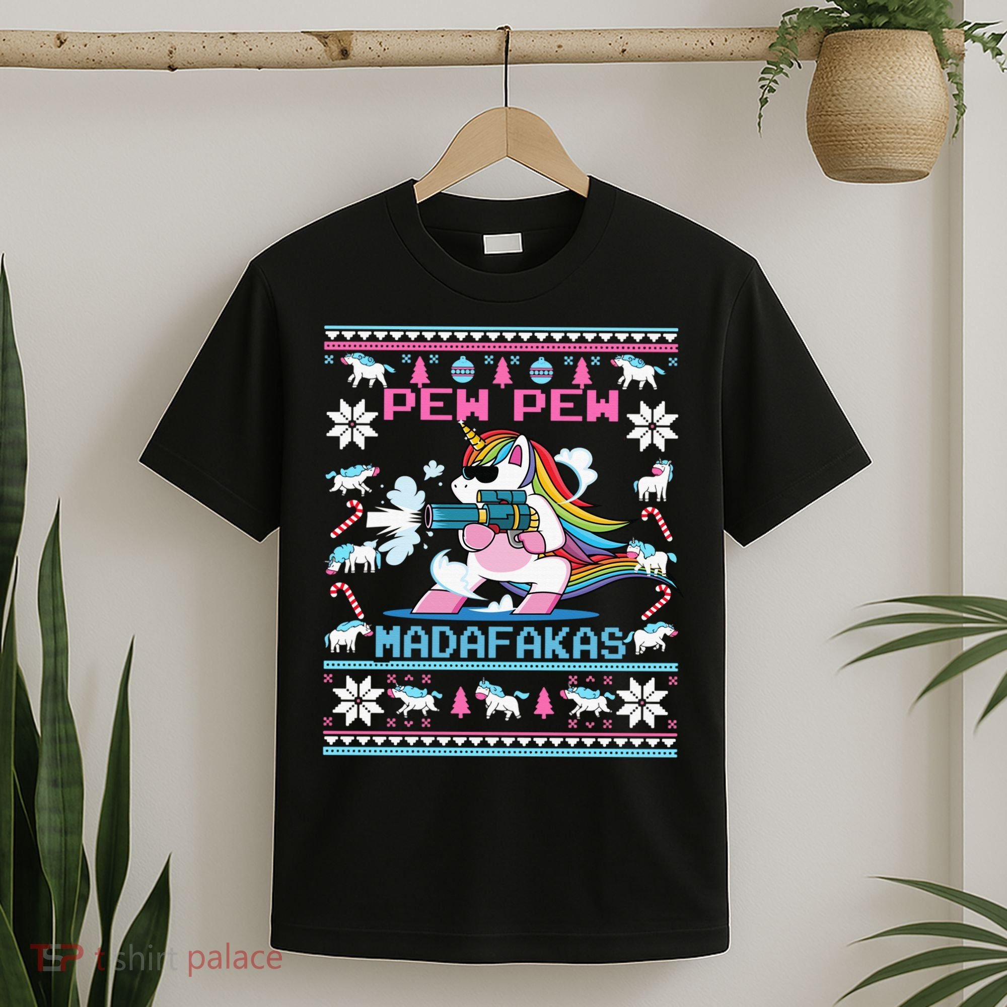 Unicorn Pew Pew Madafakas Ugly Christmas Sweater T-Shirt