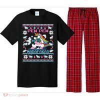 Unicorn Pew Pew Madafakas Ugly Christmas Sweater Pajama Set thumb 0