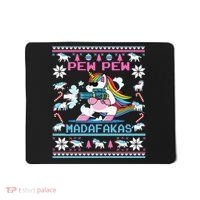 Unicorn Pew Pew Madafakas Ugly Christmas Sweater Mousepad thumb 0