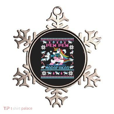 Unicorn Pew Pew Madafakas Ugly Christmas Sweater Ornament