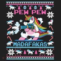 Unicorn Pew Pew Madafakas Ugly Christmas Sweater Hat thumb 2