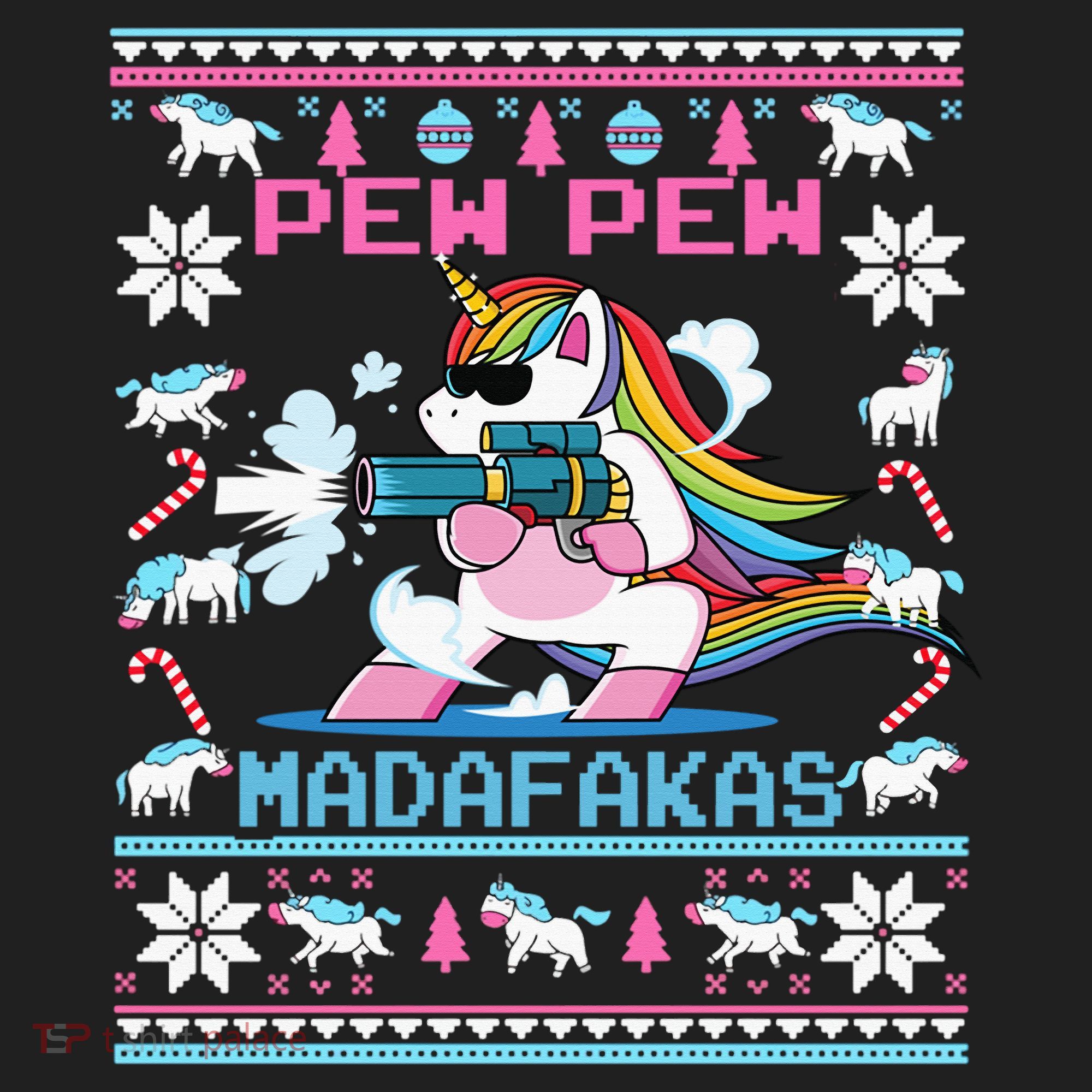 Unicorn Pew Pew Madafakas Ugly Christmas Sweater Hat