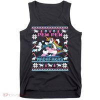 Unicorn Pew Pew Madafakas Ugly Christmas Sweater Tank Top thumb 0