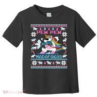 Unicorn Pew Pew Madafakas Ugly Christmas Sweater Toddler T-Shirt thumb 0