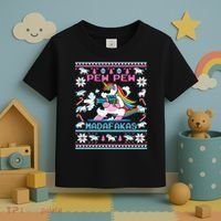 Unicorn Pew Pew Madafakas Ugly Christmas Sweater Toddler T-Shirt thumb 3