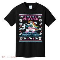 Unicorn Pew Pew Madafakas Ugly Christmas Sweater Kids T-Shirt thumb 0