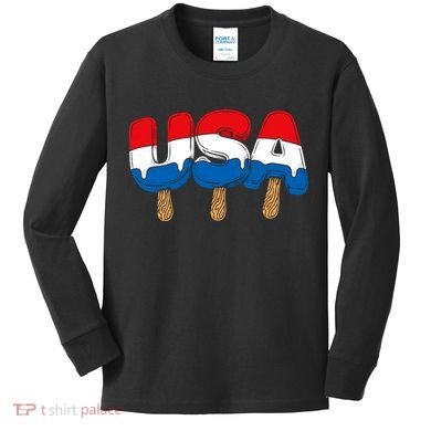 USA Popsicle Summer Celebrations Beach Party Kids Long Sleeve Shirt