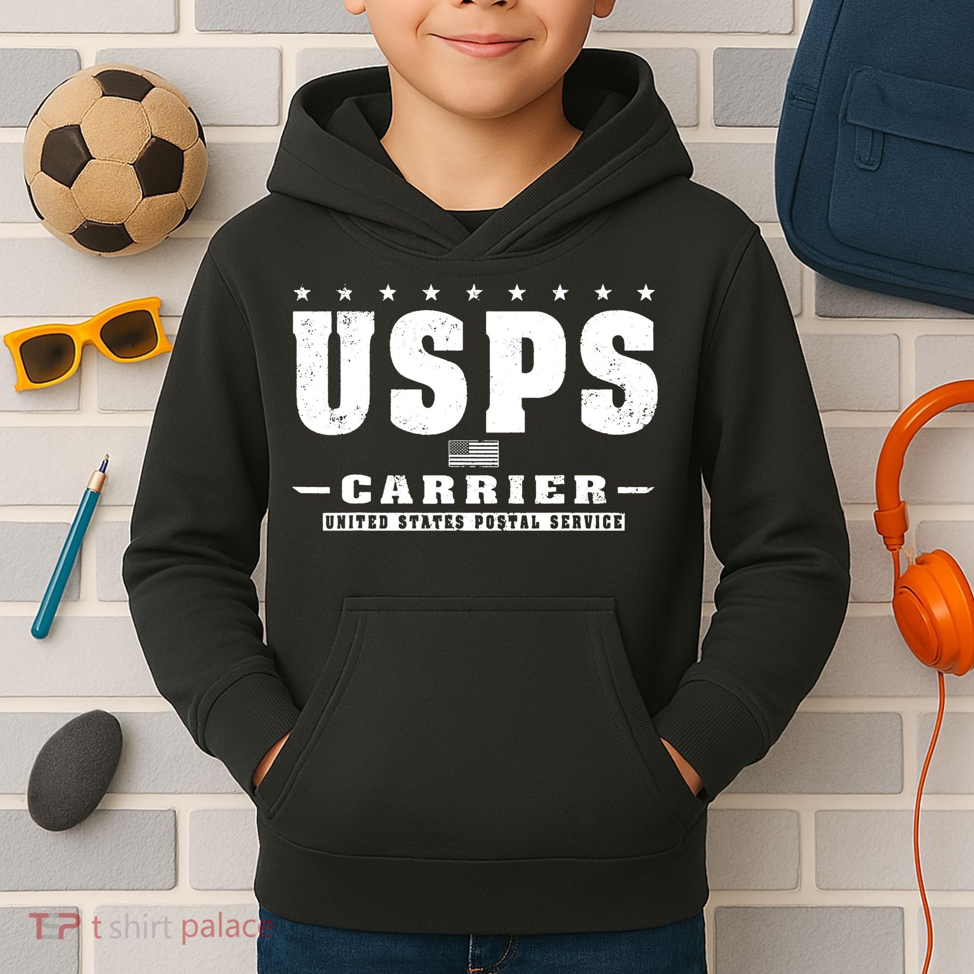 Us Postal Service Carrier Distressed Kids Hoodie
