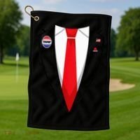 Usa President Trump Suit Halloween 2024 Golf Towel thumb 1