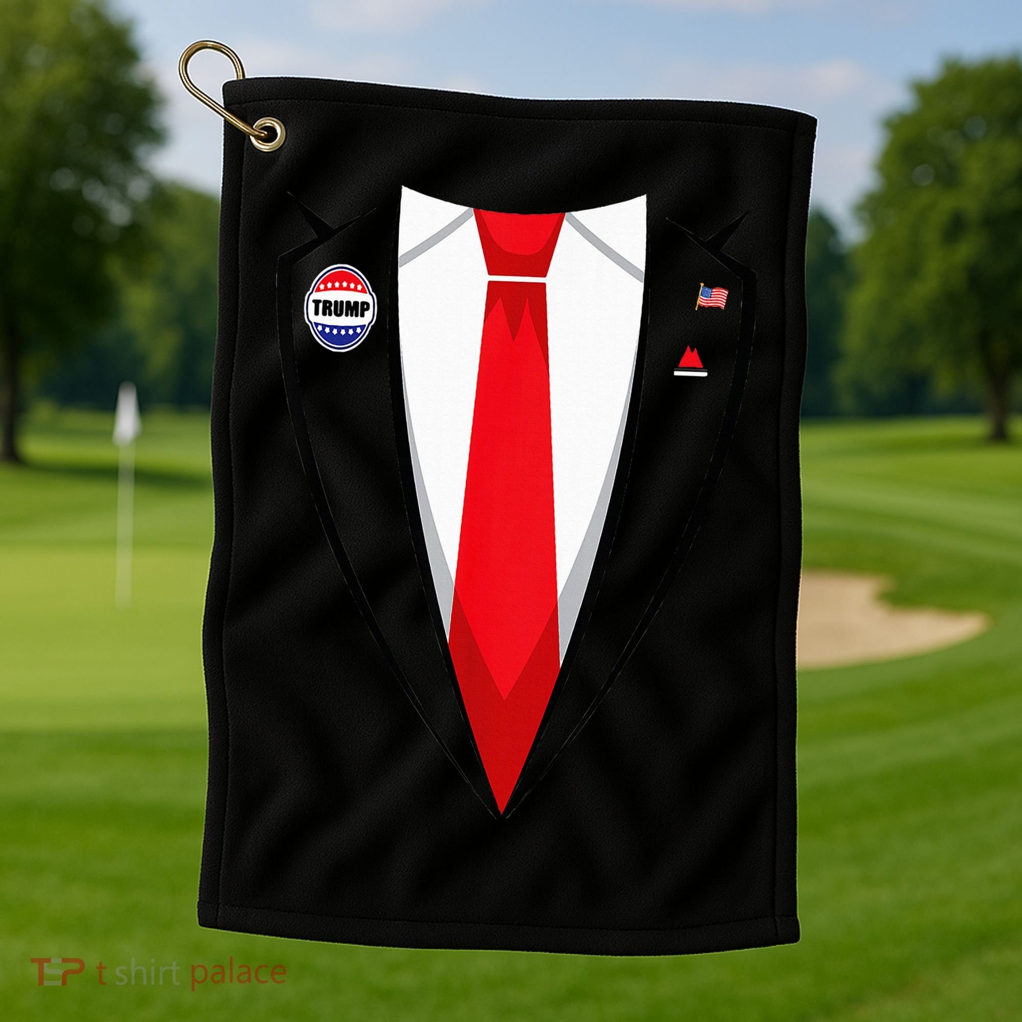 Usa President Trump Suit Halloween 2024 Golf Towel