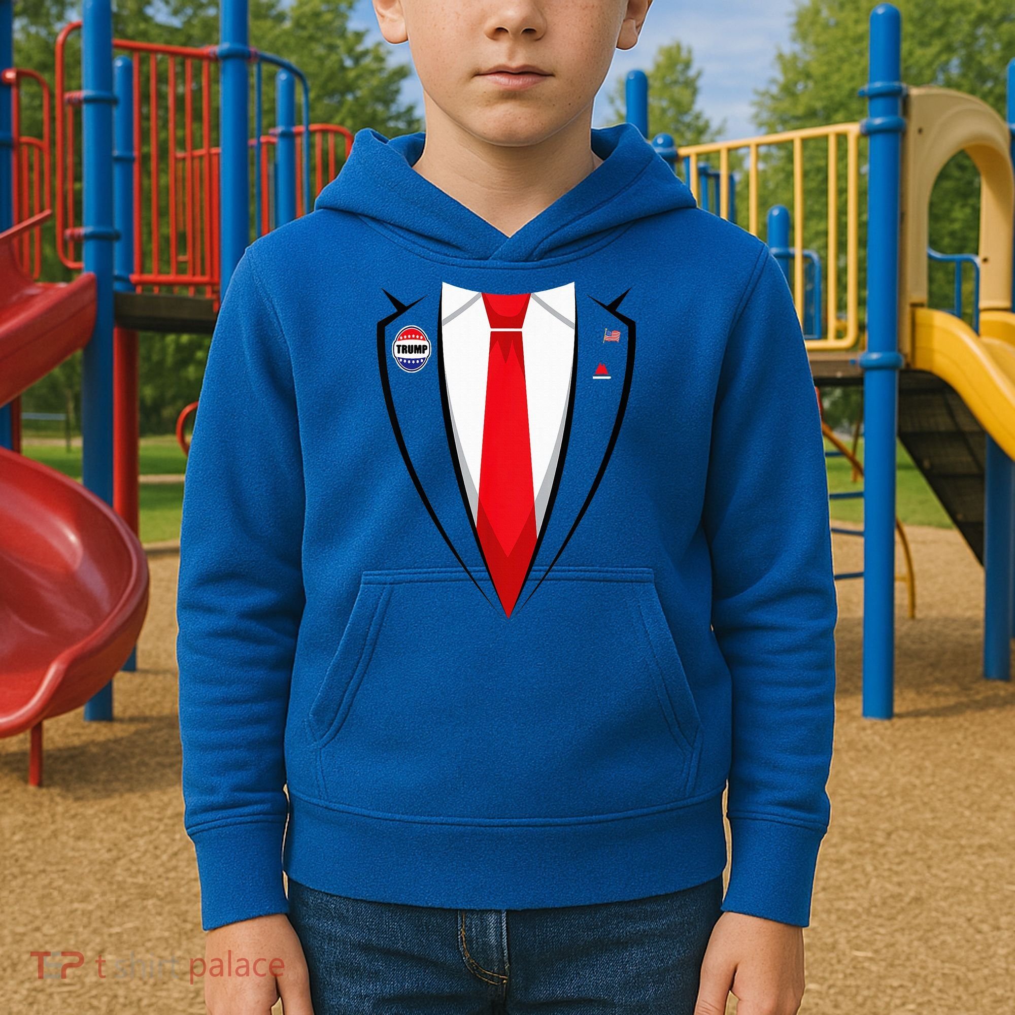 Usa President Trump Suit Halloween 2024 Kids Hoodie