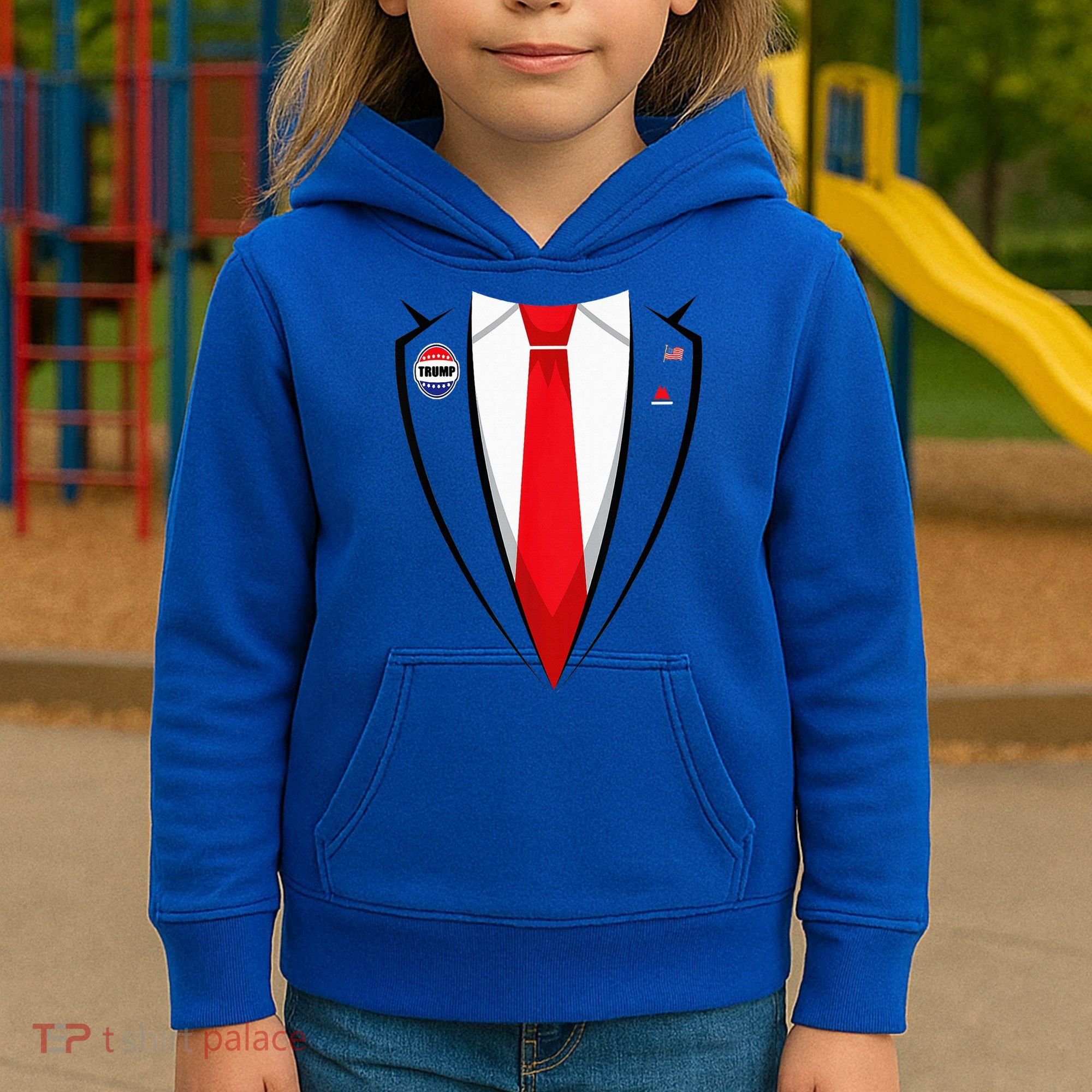 Usa President Trump Suit Halloween 2024 Kids Hoodie
