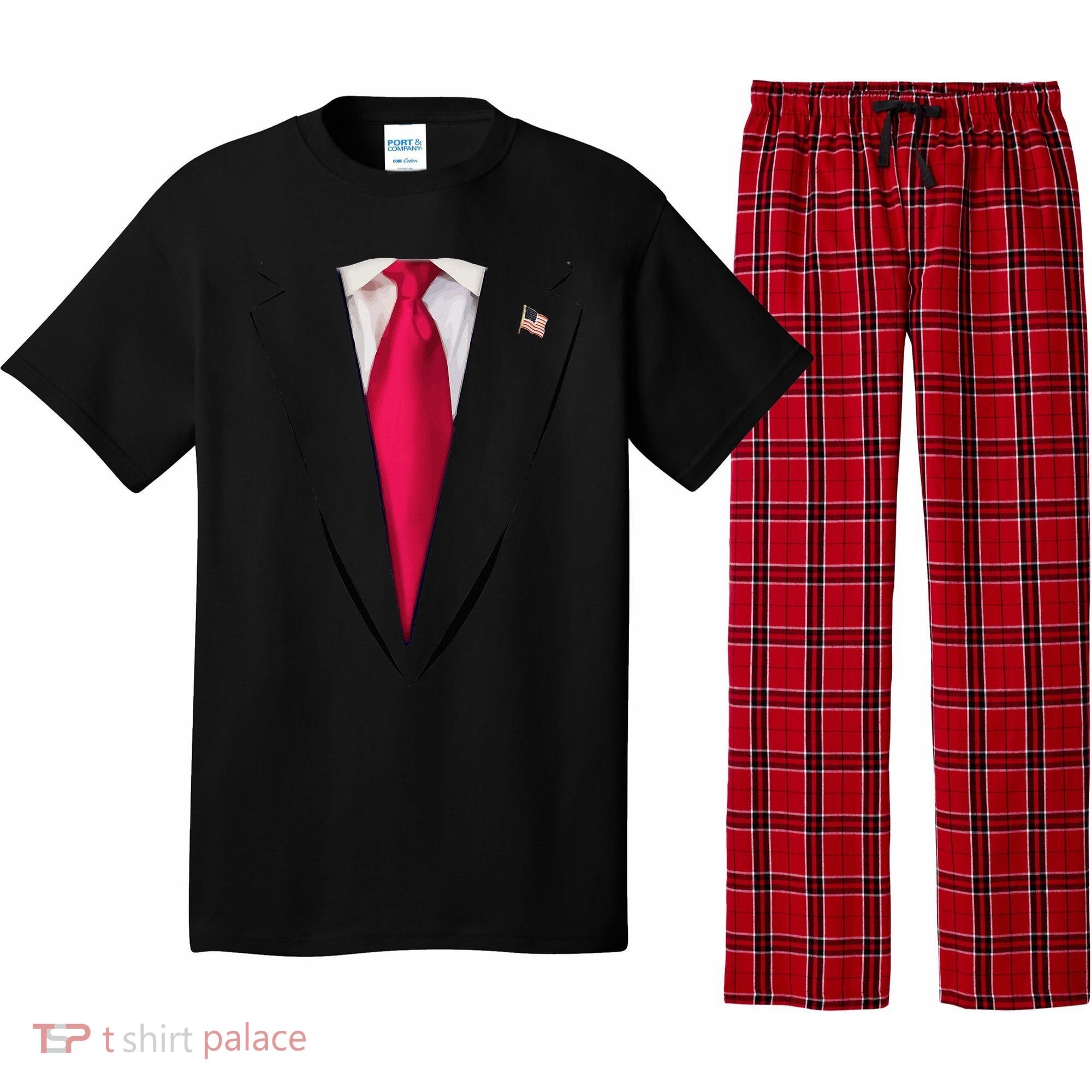 Usa President Trump Suit Easy Halloween Costume Pajama Set