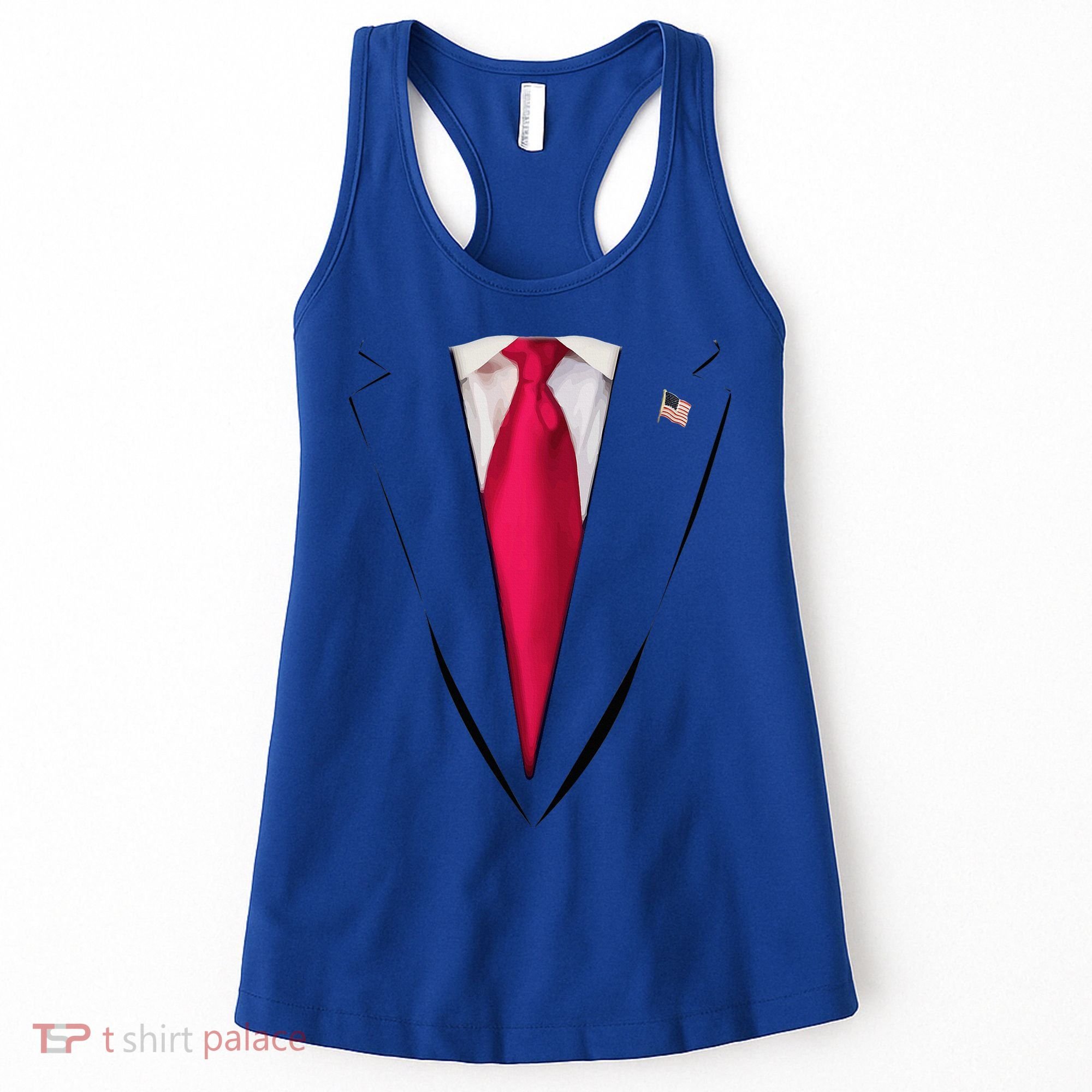 Usa President Trump Suit Easy Halloween Costume Women's Tank Top