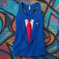 Usa President Trump Suit Easy Halloween Costume Women's Tank Top thumb 3
