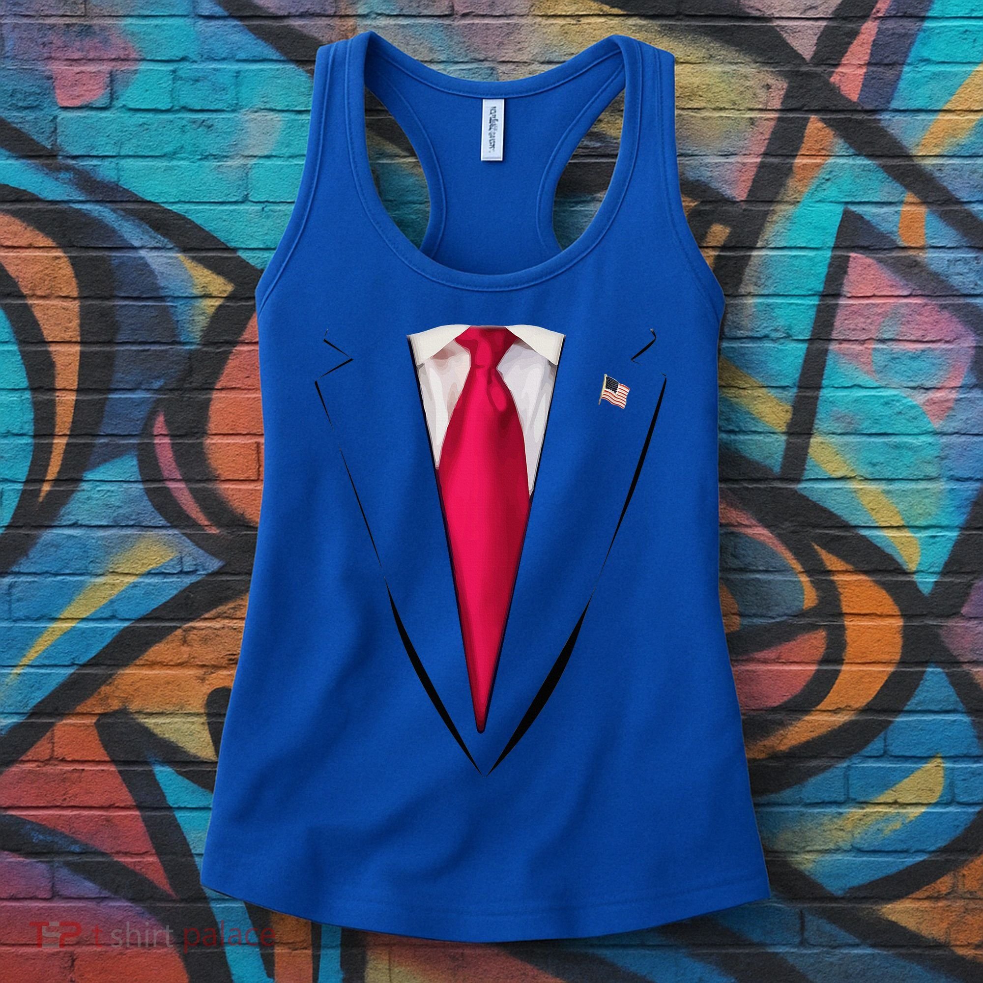Usa President Trump Suit Easy Halloween Costume Women's Tank Top