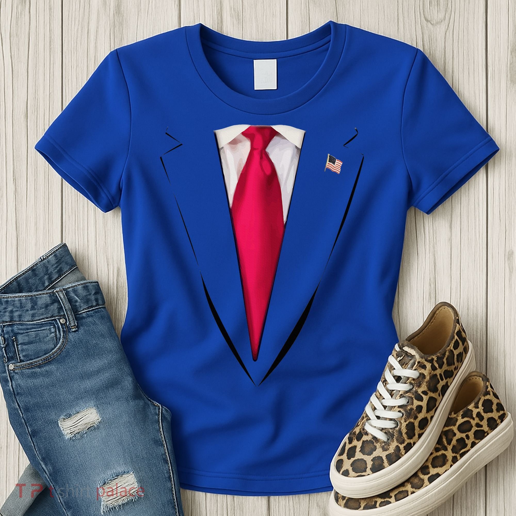 Usa President Trump Suit Easy Halloween Costume Women's T-Shirt