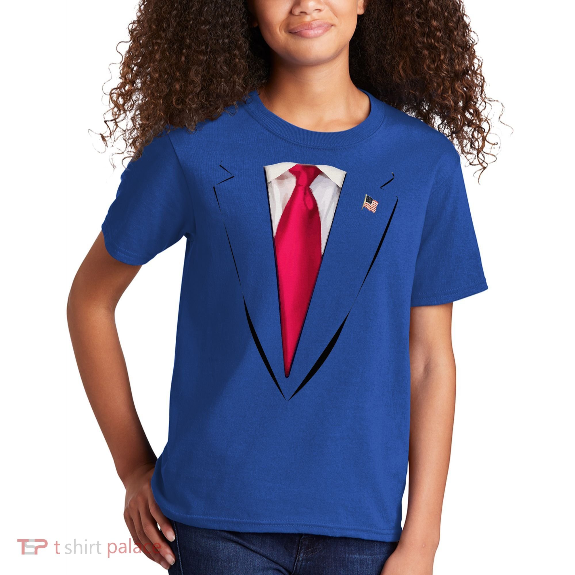 Usa President Trump Suit Easy Halloween Costume Kids T-Shirt