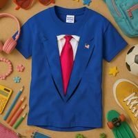 Usa President Trump Suit Easy Halloween Costume Kids T-Shirt thumb 3