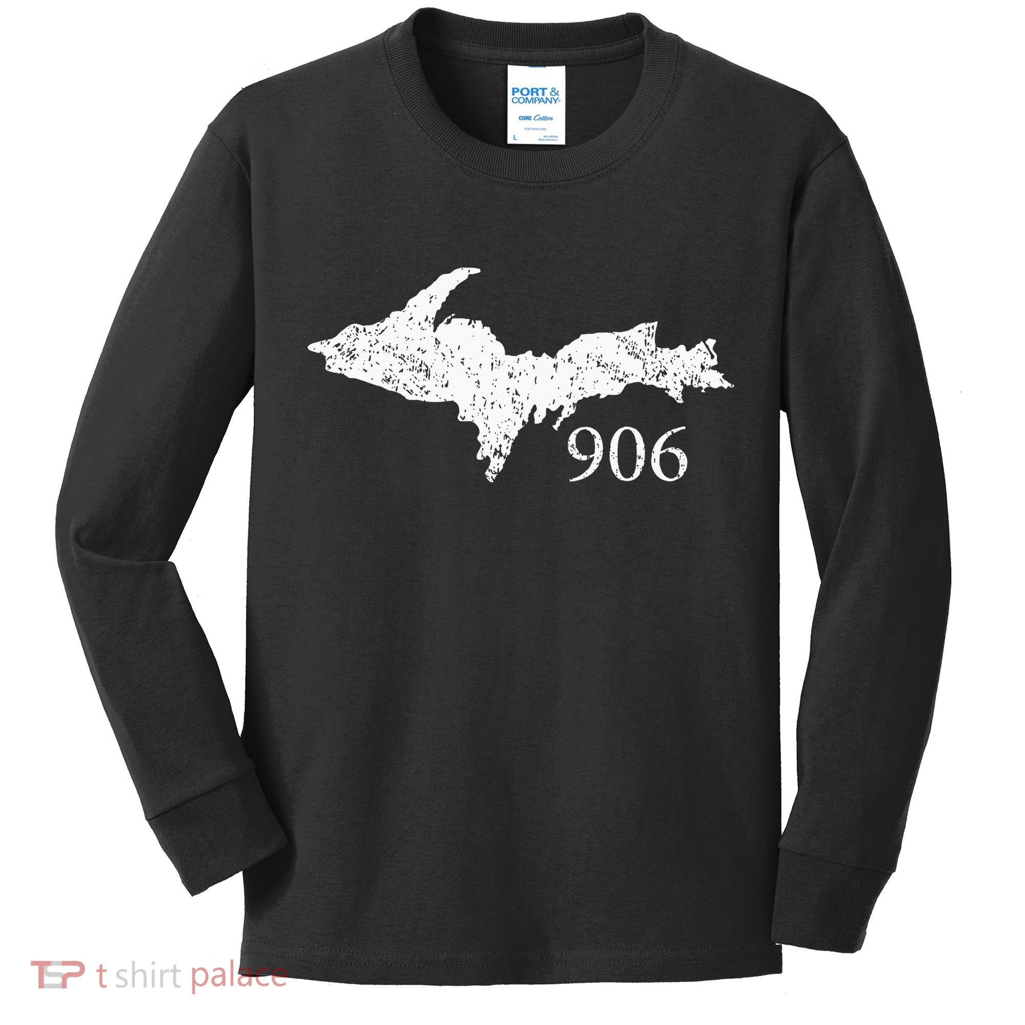 Upper Peninsula UP 906 Yooper Pride Michigan Roots Kids Long Sleeve Shirt