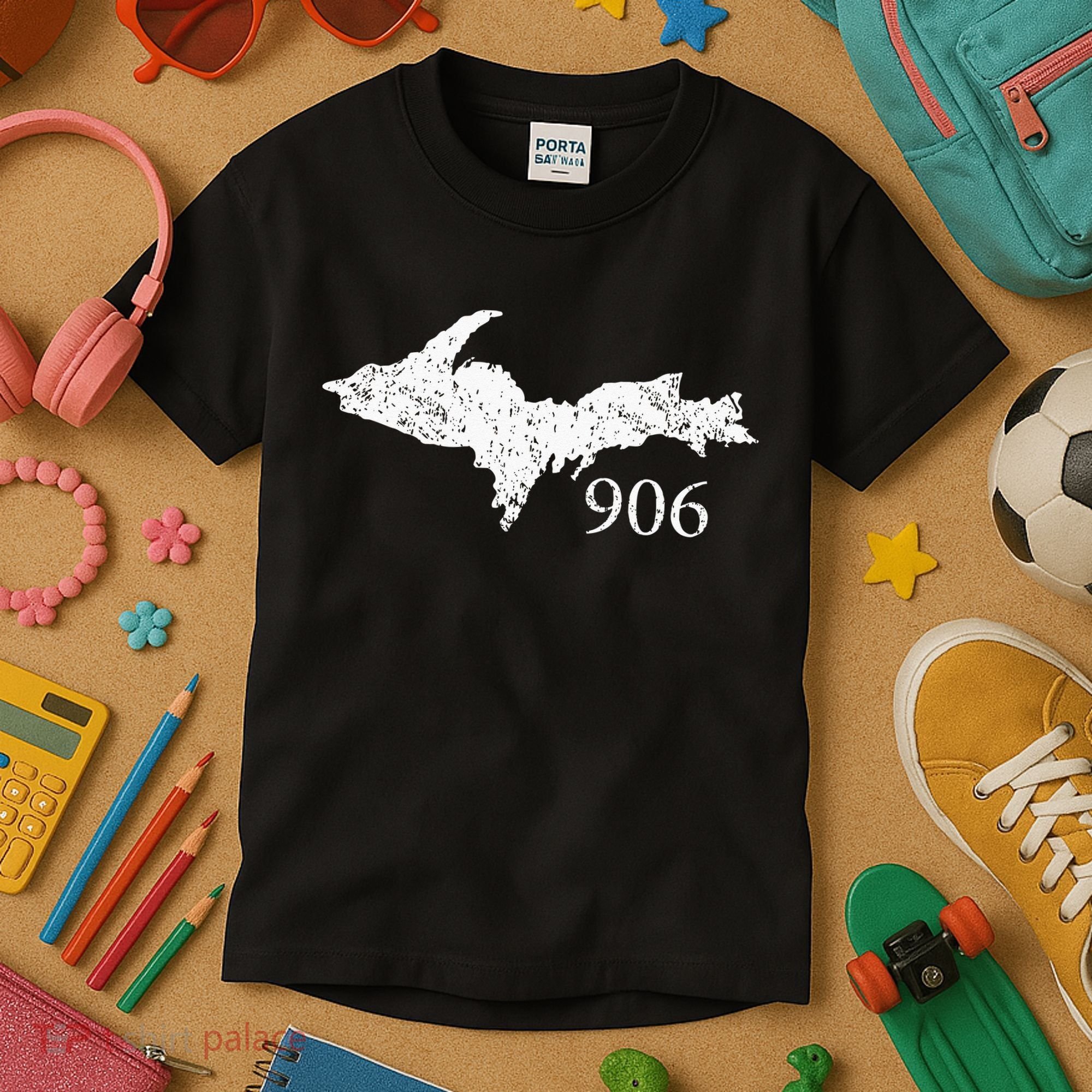 Upper Peninsula UP 906 Yooper Pride Michigan Roots Kids T-Shirt