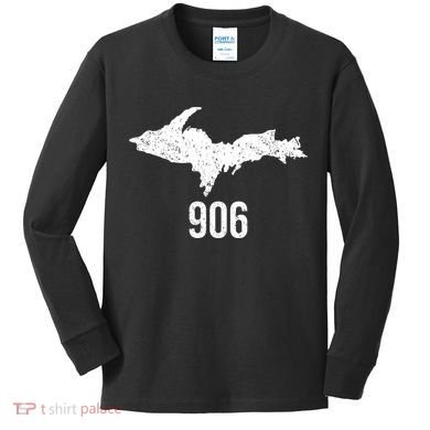 Upper Peninsula Up 906 Yooper Pride Michigan Roots Gift Kids Long Sleeve Shirt