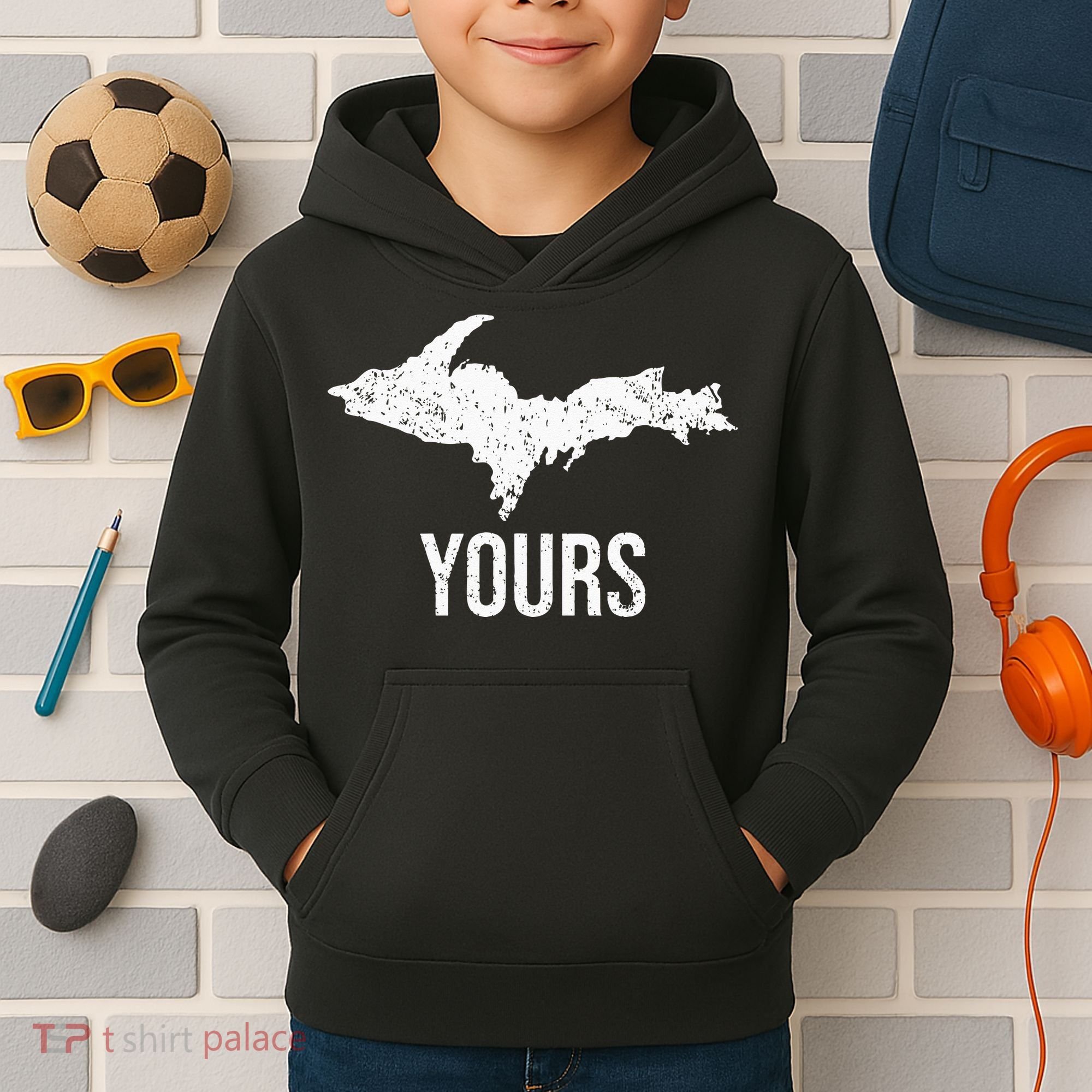 Upper Peninsula UP Yours Yooper Pride Michigan Roots Kids Hoodie