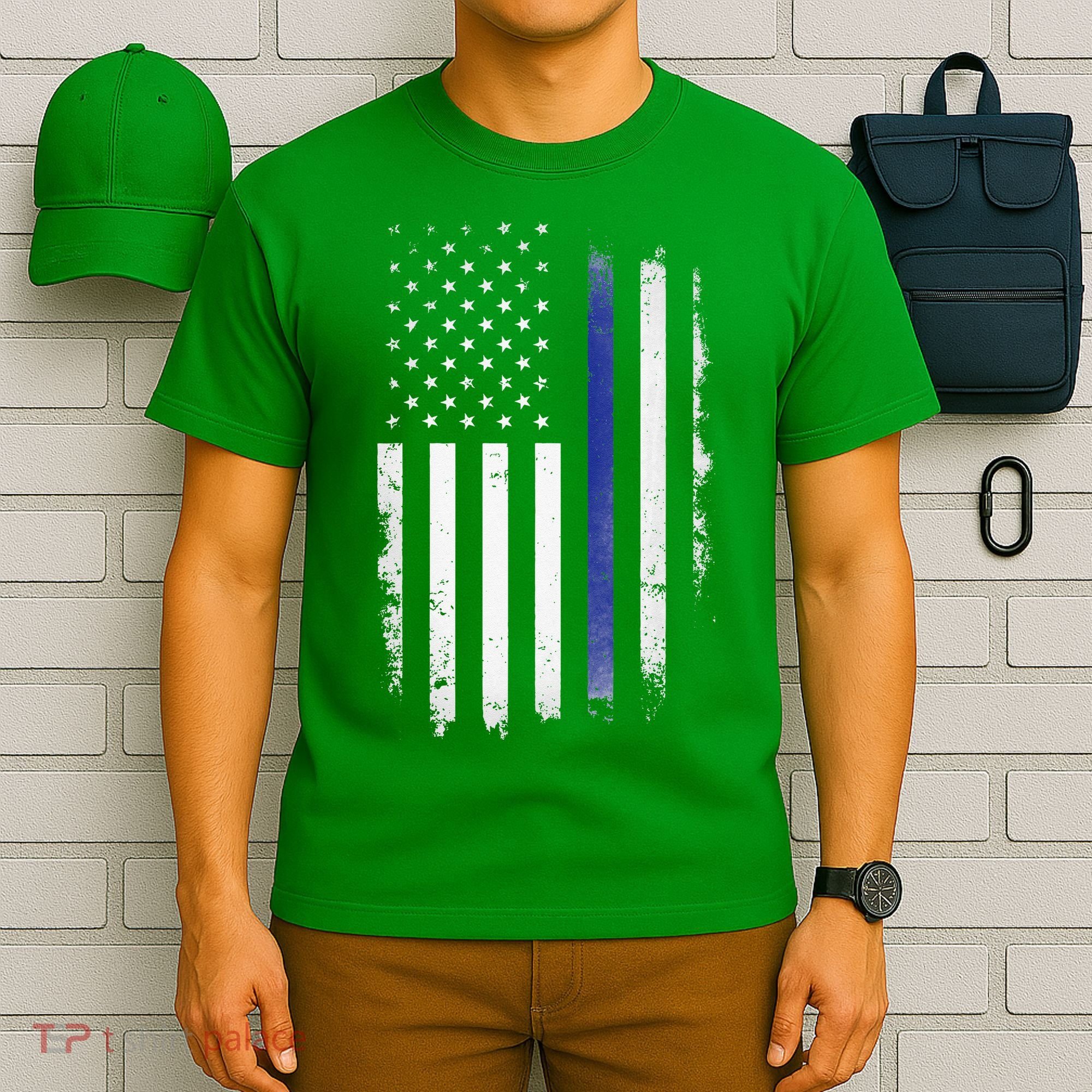 US Police USA American Flag Back The Blue Lives Matter T-Shirt