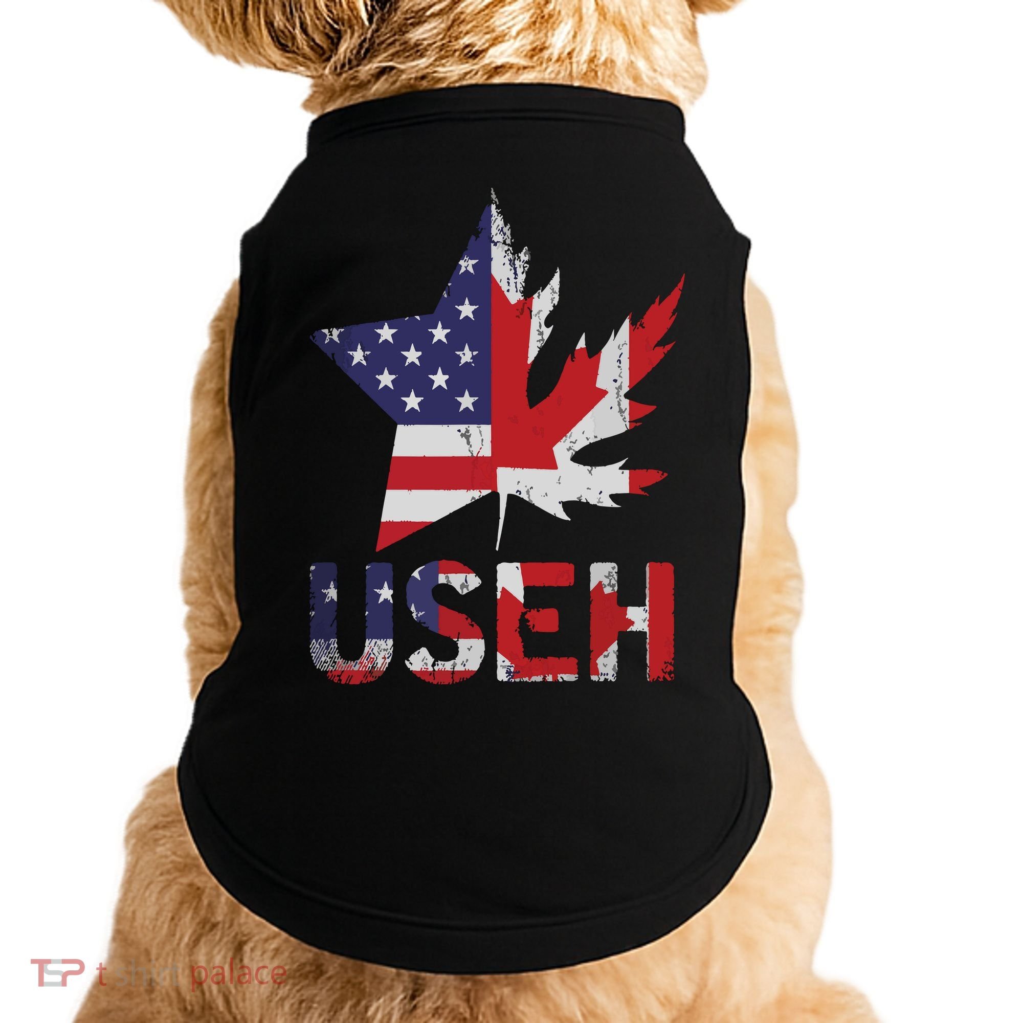 USEH Patriotic USA Star Canadian Maple Leaf Canada Doggie Tank