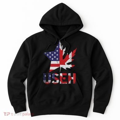 USEH Patriotic USA Star Canadian Maple Leaf Canada Hoodie