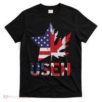 USEH Patriotic USA Star Canadian Maple Leaf Canada T-Shirt thumb 0