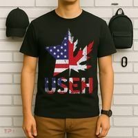 USEH Patriotic USA Star Canadian Maple Leaf Canada T-Shirt thumb 6