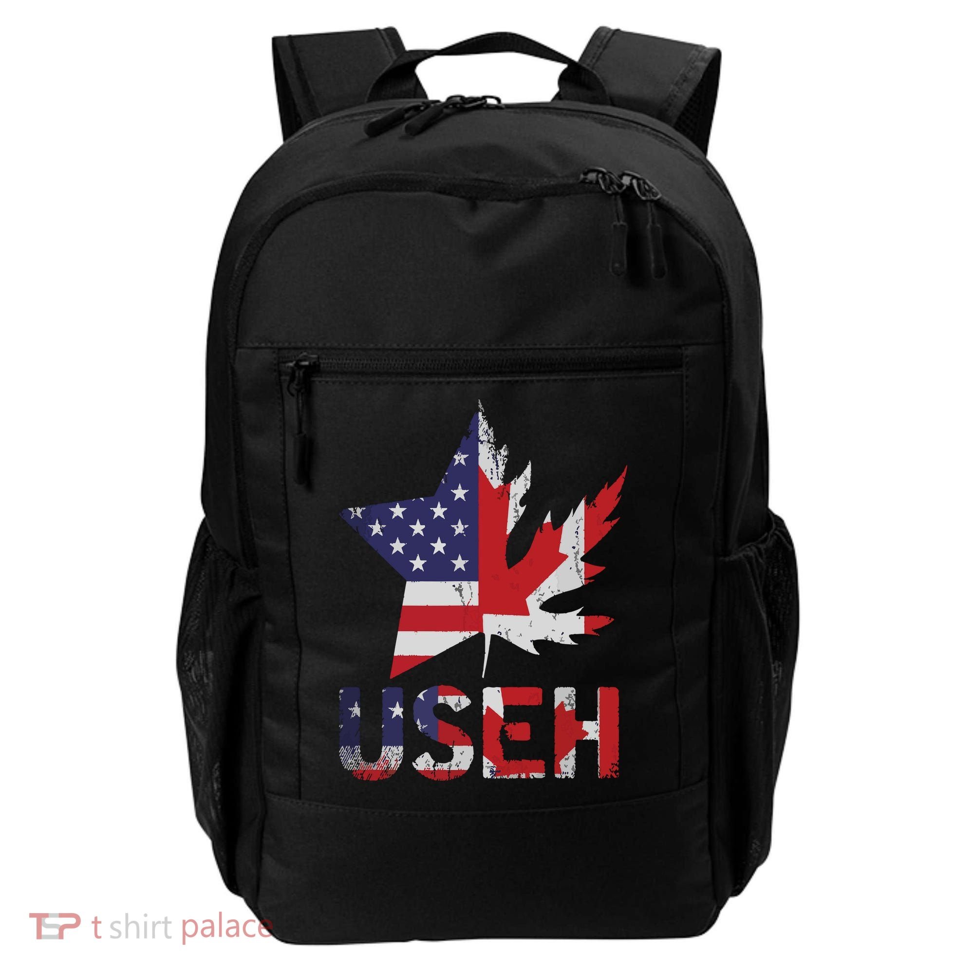 USEH Patriotic USA Star Canadian Maple Leaf Canada Backpack