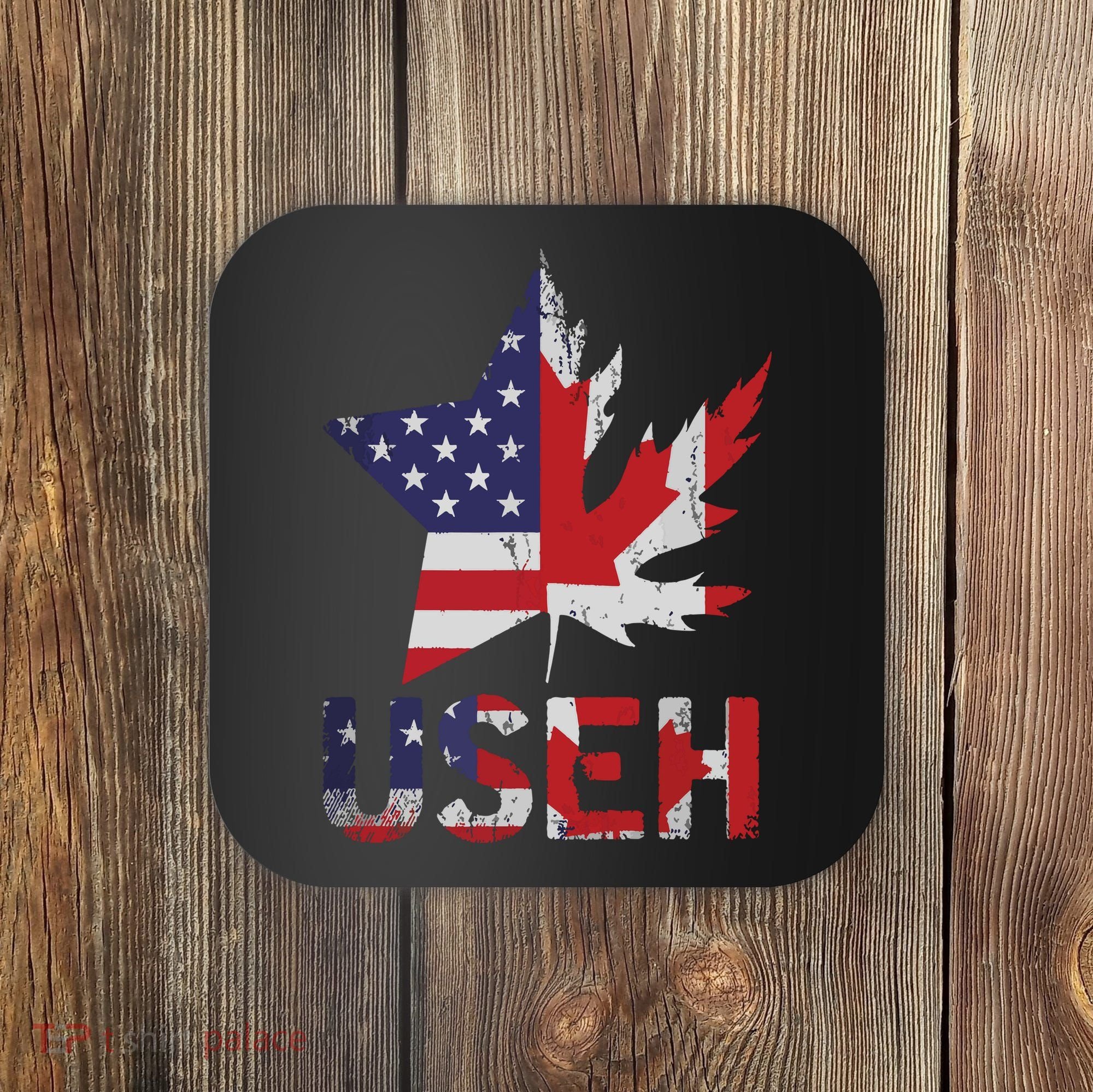 USEH Patriotic USA Star Canadian Maple Leaf Canada Coaster