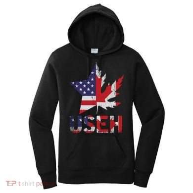 USEH Patriotic USA Star Canadian Maple Leaf Canada Women's Hoodie