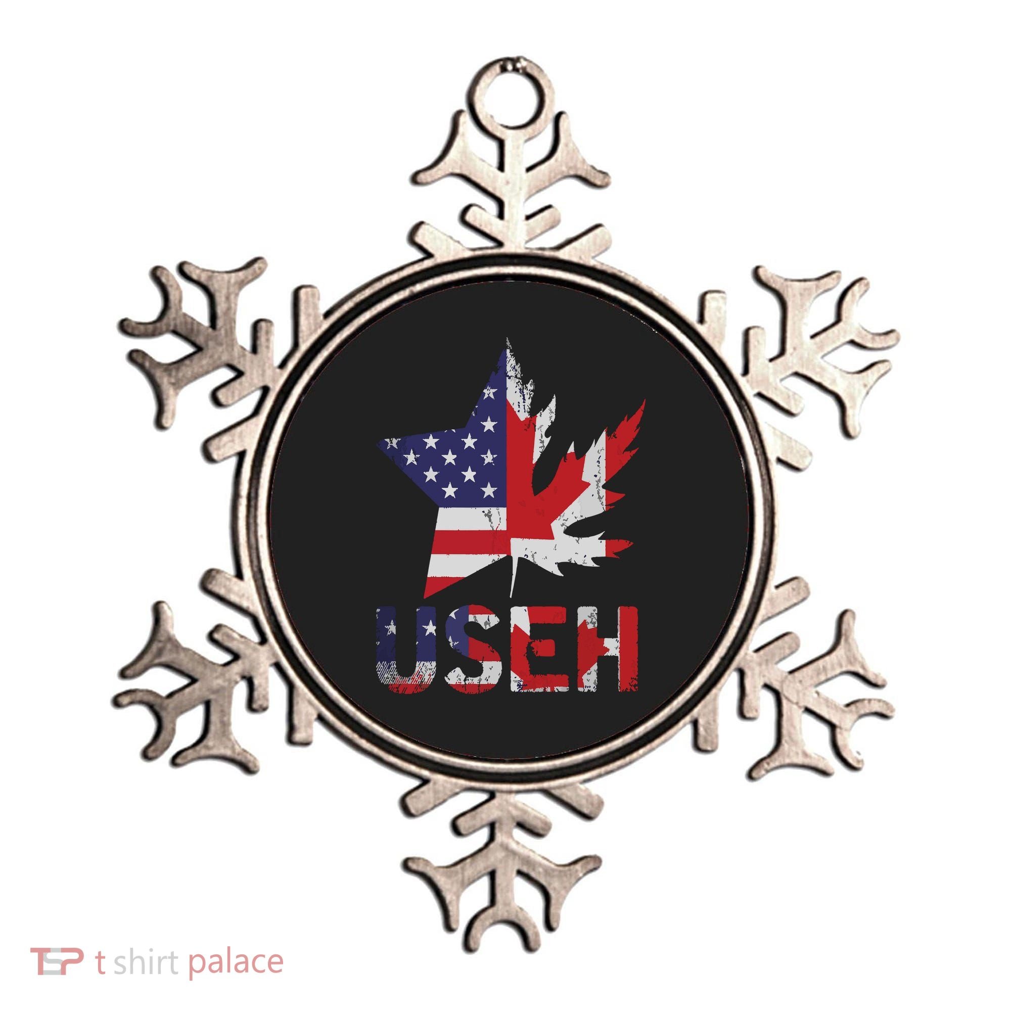USEH Patriotic USA Star Canadian Maple Leaf Canada Ornament