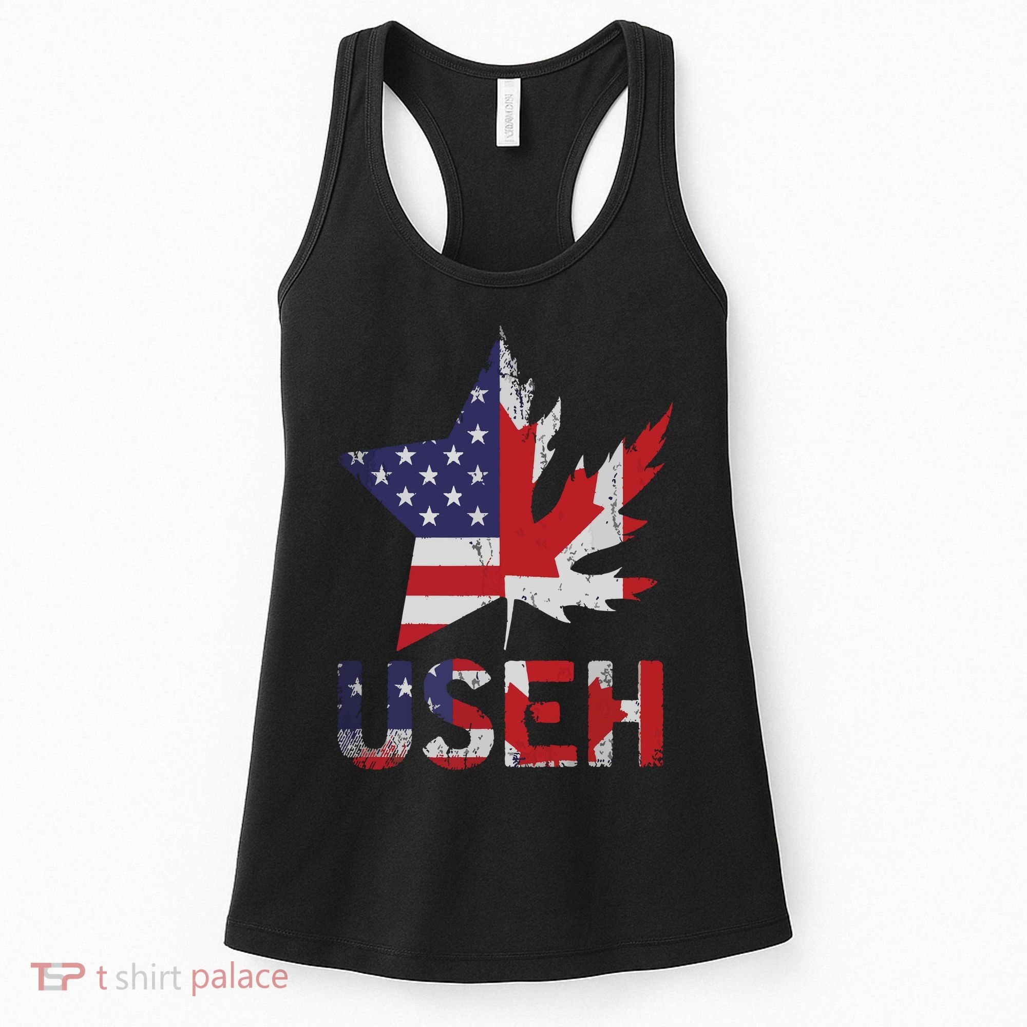 USEH Patriotic USA Star Canadian Maple Leaf Canada Women's Tank Top