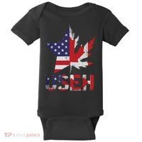 USEH Patriotic USA Star Canadian Maple Leaf Canada Baby Bodysuit thumb 0
