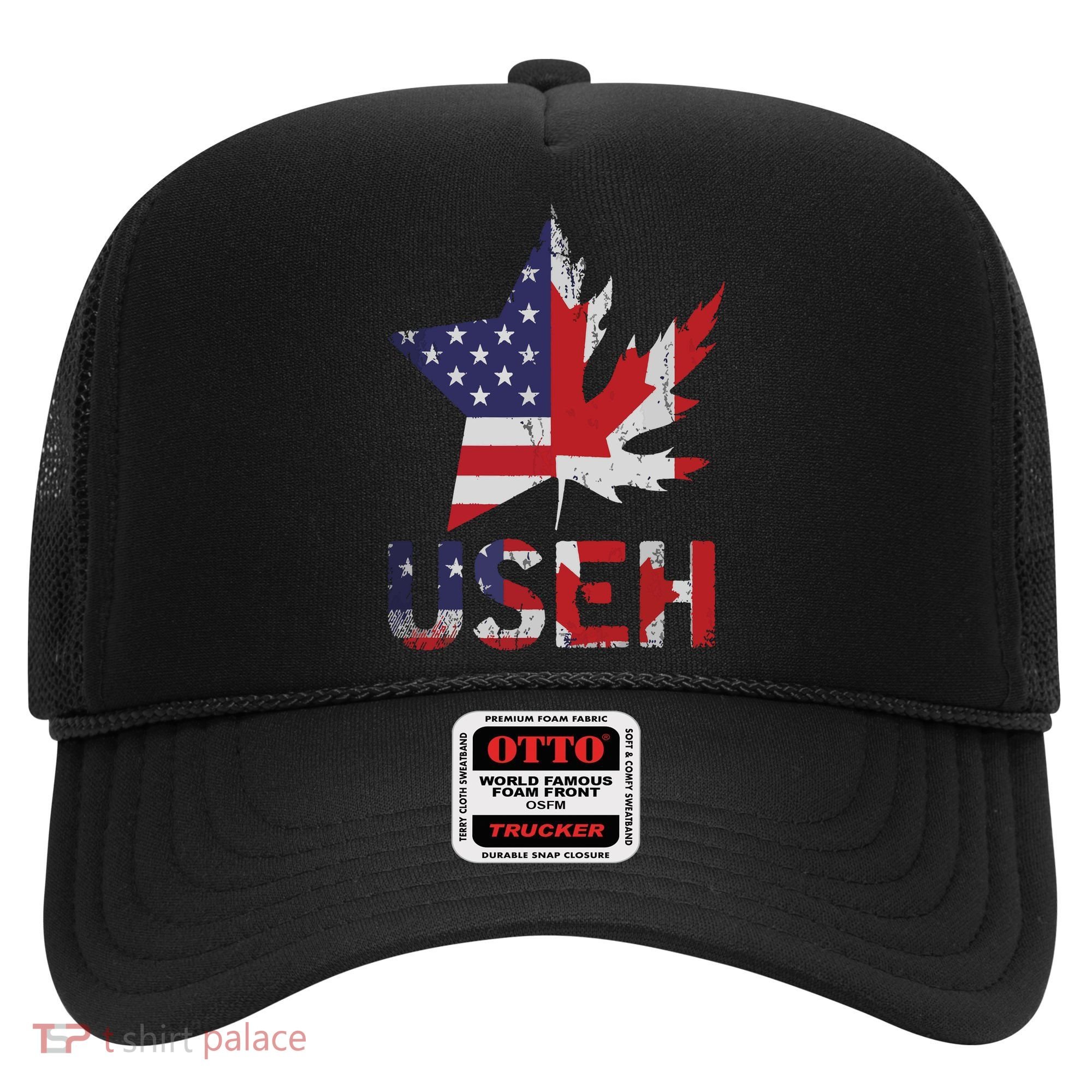 USEH Patriotic USA Star Canadian Maple Leaf Canada Hat