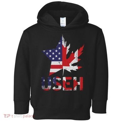 USEH Patriotic USA Star Canadian Maple Leaf Canada Toddler Hoodie