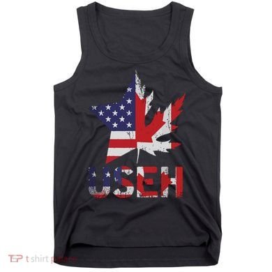 USEH Patriotic USA Star Canadian Maple Leaf Canada Tank Top