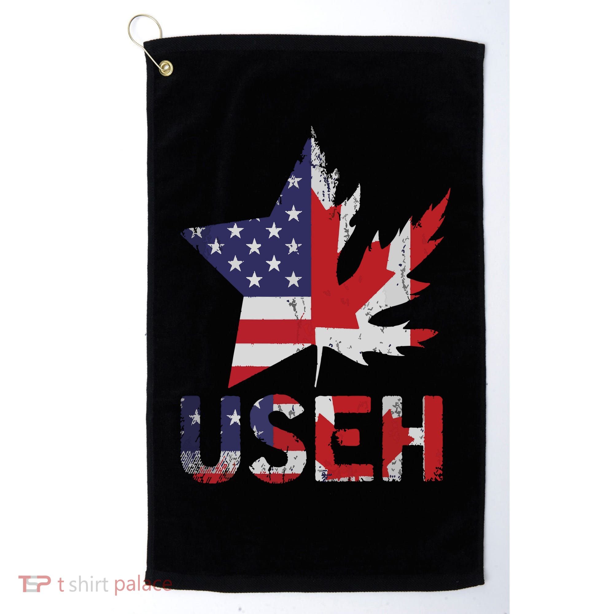 USEH Patriotic USA Star Canadian Maple Leaf Canada Golf Towel