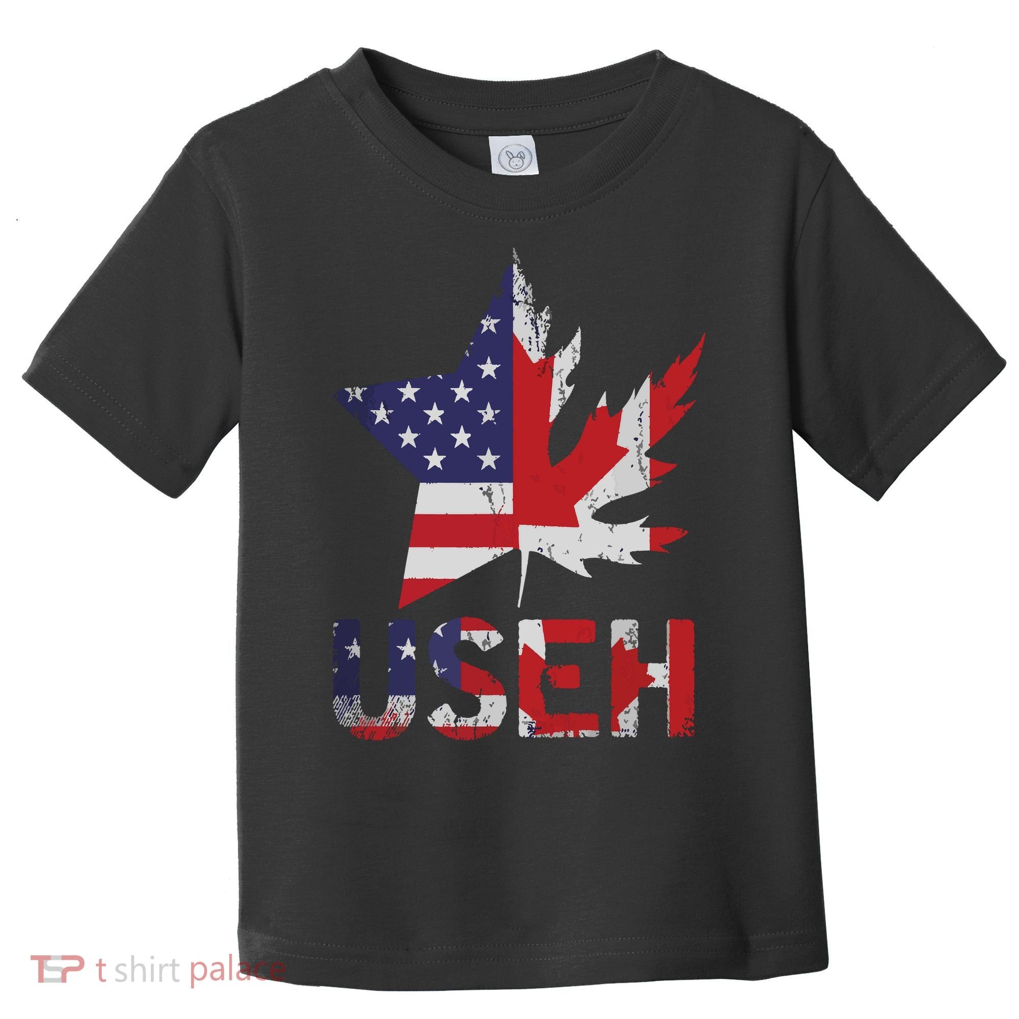 USEH Patriotic USA Star Canadian Maple Leaf Canada Toddler T-Shirt