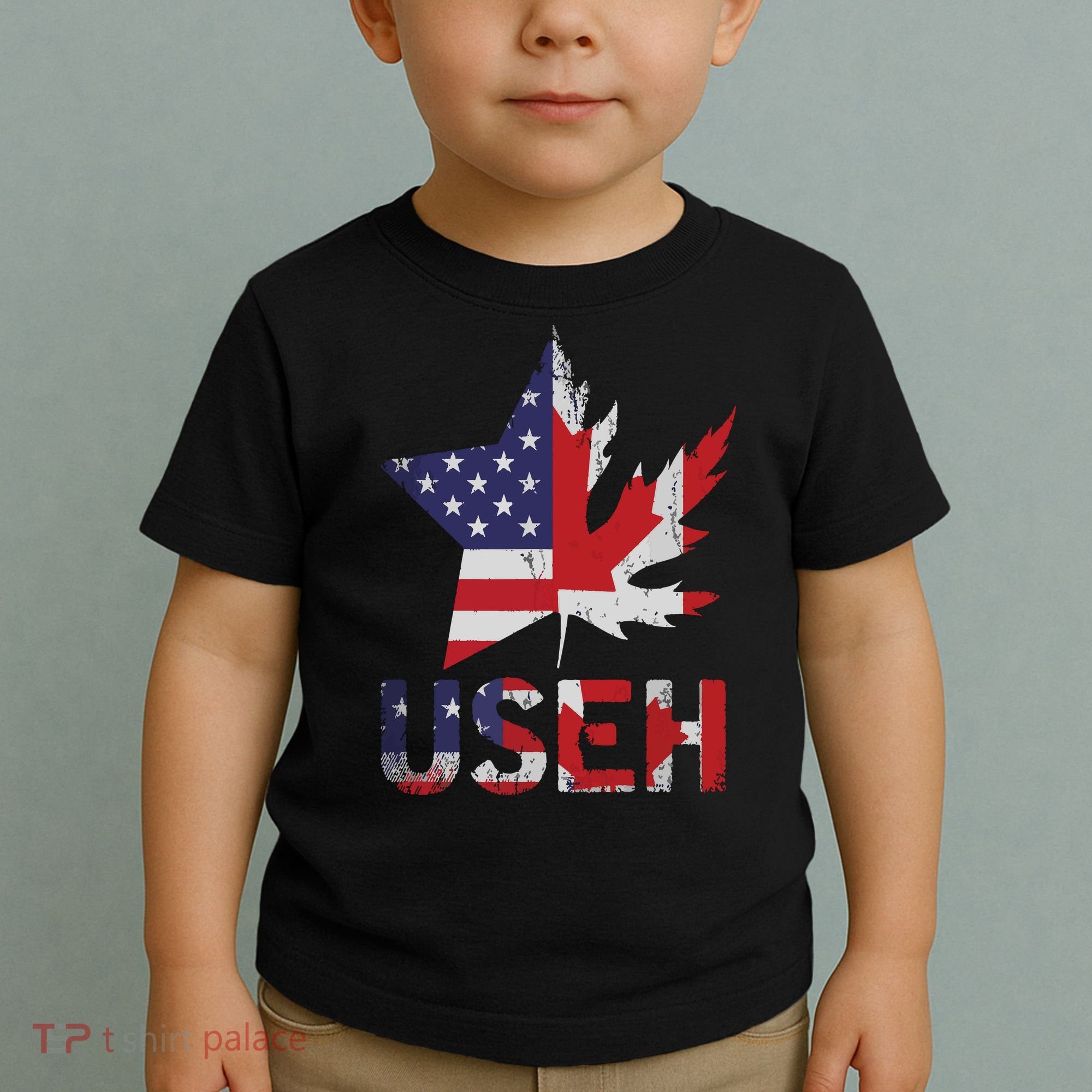 USEH Patriotic USA Star Canadian Maple Leaf Canada Toddler T-Shirt